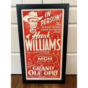 Hatch Show Print Hank Williams Grand Ole Opry Framed Poster 2015 Nashville TN